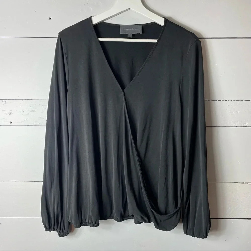 Anthropologie Sunday in Brooklyn  Faux Wrap Balloon Sleeve Blouse, XL, EUC